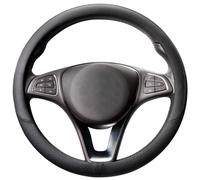 Coprivolante Auto in Pelle Microfibra Traspirante e Stile A-1.Nero [Rotonda]