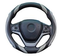 Coprivolante Auto in Pelle - Nastro Coprivolante Antiscivolo Cuoio Universale 37-38cm, Sportage Copertura del Volante Traspirante, Grigio
