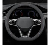 Coprivolante Auto in Pelle per Hyundai Santa Cruz 2025, Copertura di Volante Antiscivolo Traspirante Copristerzo Accessori Auto Interno,Black-Line-D Shape