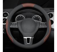 Coprivolante Auto in Pelle per Hyundai Santa Cruz 2025, Copertura di Volante Antiscivolo Traspirante Copristerzo Accessori Auto Interno,Black-Brown-O Shape