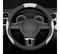 Coprivolante Auto in Pelle per Mini Cooper S Jcw F54 F55 F56 F60 R60, Copertura di Volante Antiscivolo Traspirante Copristerzo Accessori Auto Interno,Black-White-O Shape