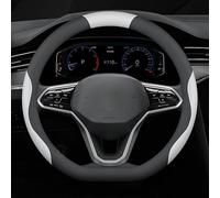 Coprivolante Auto in Pelle per Toyota Auris Aygo Aygo X C-HR Corolla Corolla Cross Hilux, Copertura di Volante Antiscivolo Traspirante Copristerzo Accessori Auto Interno,Black-White-D Shape