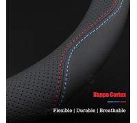Coprivolante Auto in Pelle per Toyota Auris Aygo Aygo X C-HR Corolla Corolla Cross Hilux, Copertura di Volante Antiscivolo Traspirante Copristerzo Accessori Auto Interno,Black-Line-O Shape