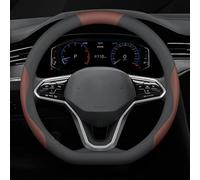 Coprivolante Auto in Pelle per Toyota Auris Aygo Aygo X C-HR Corolla Corolla Cross Hilux, Copertura di Volante Antiscivolo Traspirante Copristerzo Accessori Auto Interno,Black-Brown-D Shape