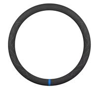 Coprivolante Auto in Pelle Scamosciata, Antiscivolo e Traspirante Design Sportivo con Striscia Centrale Multicolore per Alfa Romeo Tonale Plug-in Hybrid Q4 2022-2026, 37-38 cm, Blue-O Type