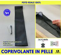 Coprivolante Auto Pelle Universale nero Vera da Cucire Nero Sterzo Cover Kit con