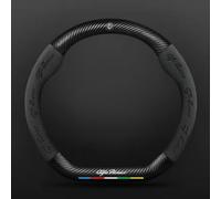 Coprivolante Auto per Alfa Romeo MiTo,Pelle Microfibra Volante Cover Antiscivolo Traspirante Volante Protettore con Logo Emblema Auto Coprivolanti Accessori Interno,Black