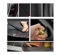 Coprivolante Auto Per Fit Per City Per Jazz 2014 2015 Per HRV Per HR-V 2016 Per Vezel Coprivolante per auto Treccia antiscivolo Accessori in vera pelle Coprivolanti(Black Thread)