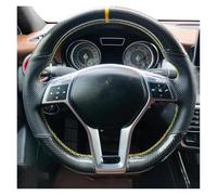 Coprivolante Auto Per Mercedes Per Benz A45 CLA45 C63 E63 CLS63 SLK55 SL 63 65 GLA45 Per AMG Coprivolante Per Auto In Per Vera Pelle E Fibra Carbonio Copertura Volante(Nero)