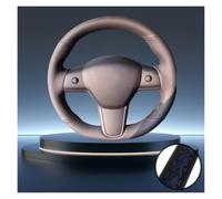 coprivolante auto Per Tesla Per Il Modello 3 | Interni auto ， Volante antiscivolo in pelle microfibra nera cucita a mano per interni auto(Blue Thread)