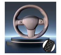 coprivolante auto Per Tesla Per Il Modello 3 | Interni auto ， Volante antiscivolo in pelle microfibra nera cucita a mano per interni auto(Gray Thread)