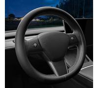 Coprivolante auto personalizzato per Tesla, in pelle nappa, ultra sottile, design antiscivolo e modifica degli interni dell'auto (per Tesla Model 3/Y) (nero)