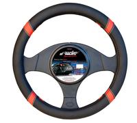 Coprivolante Auto Universale Cross Red Diametro 37-39cm in Ecopelle Rosso e Nero