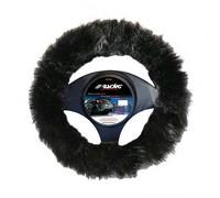 Coprivolante Auto Universale Fluffy Fur Nero Pelliccia Eco 37-39cm Simoni Racing
