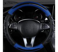 Coprivolante Auto Universale in Pelle Per Skoda Fabia 2008-2023 2024 2025, Traspirante Antiscivolo Coprivolante 38cm, Accessori Durevoli da Interno,Blue-Round
