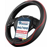 Coprivolante Auto Universale Nero Rosso in Finta Pelle, Copertura Ø37-38Cm