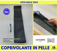 Coprivolante Auto Universale nero Vera Pelle Sterzo Cover Kit da due da 37-39 cm