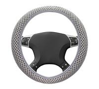 Coprivolante Auto Universale Tessuto, Coprivolante Traspirante Antiscivolo Grigio, Adatto per Diametro Esterno del Volante da 36 a 39 cm, Disponibile in Tutte le Stagioni