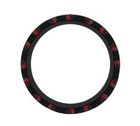 Coprivolante con ascia da pompiere con bandiera rossa stampata, protezione elastica per volante, adatta per la maggior parte dei modelli di auto.