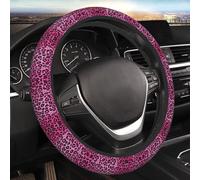 Coprivolante con stampa leopardata rosa Simpatico coprivolante con ghepardo rosso per donna, universale per la maggior parte delle auto - Decorazioni per accessori auto da 15 pollici