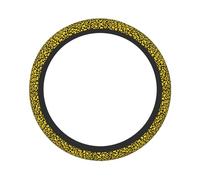 Coprivolante, Coprivolante universale per auto da 15 pollici Elastico antiscivolo, Pelliccia in pelle con stampa leopardata gialla e nera