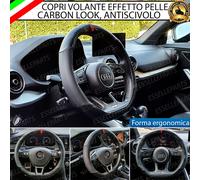 COPRIVOLANTE COVER EFFETTO PELLE CARBON LOOK PER AUDI Q2 BASE PIATTA