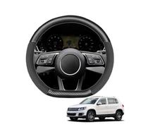 Coprivolante di Volante Auto in Fibra di Carbonio D-Forma per Tiguan 5N MK1 2007-2016 Antiscivolo Traspirante Accessori Nero Opaco,Matte+Suede