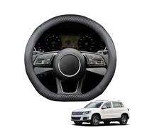 Coprivolante di Volante Auto in Fibra di Carbonio D-Forma per Tiguan 5N MK1 2007-2016 Antiscivolo Traspirante Accessori Nero Opaco,Matte+Leather