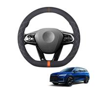 Coprivolante di Volante Auto in Pelle Scamosciata D-Forma per Tang EV 2019-2025 Antiscivolo Traspirante Accessori Nero,C-Orange
