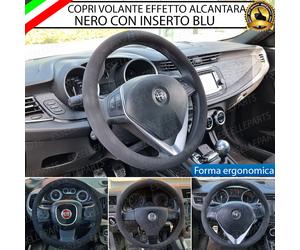 COPRIVOLANTE EFFETTO CAMOSCIO CON INSERTO BLU PER DACIA SPRING MK2