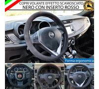 COPRIVOLANTE EFFETTO CAMOSCIO CON INSERTO ROSSO PER SMART FORTWO