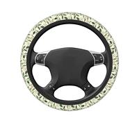 Coprivolante elasticizzato universale per auto, con fogliame, verde oliva e rosa cipria, coprivolante antiscivolo, traspirante, per SUV e camion