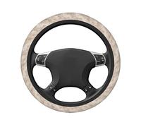Coprivolante elasticizzato universale per auto, con venature bianche, effetto marmo beige, 38 cm, antiscivolo, traspirante, per SUV e camion