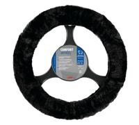 Comfort Wheel, coprivolante elasticizzato in vera pelliccia - Nero - Ø 36-42 cm