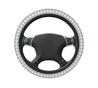 Coprivolante elasticizzato universale per auto, motivo a scacchi, blu, crema, 38 cm, antiscivolo, traspirante, per SUV e camion