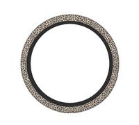 Coprivolante elasticizzato universale per auto, motivo leopardato, beige, nero, 38 cm, antiscivolo, traspirante, per SUV e camion