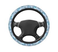 Coprivolante elasticizzato universale per auto, motivo marmo, blu, 38 cm, antiscivolo, traspirante, per SUV e camion
