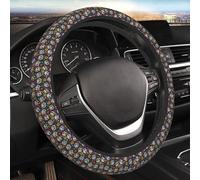 Coprivolante elastico con motivo a gatto morto messicano, accessori per auto, antiscivolo, traspirante e assorbente per il sudore, adatto per volanti da 15 pollici, sia per uomini che per donne.