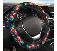 Coprivolante elastico per auto, universale, 38,1 cm, protezione per volante con stelle arcobaleno colorate, accessorio per interni auto, per uomini e donne