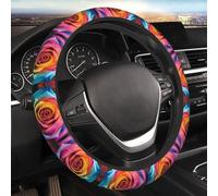 Coprivolante elastico per auto, universale, 38 cm, protezione per volante con rosa arcobaleno, accessorio per interni auto, per uomini e donne