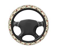 Coprivolante elastico universale per auto, con fiori rossi e verdi con pois bianchi, 38,1 cm, antiscivolo, traspirante, per SUV e camion