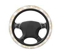 Coprivolante elastico universale per auto, con venature color oro pallido, color marmo color crema, 38 cm, antiscivolo, traspirante, per SUV e camion