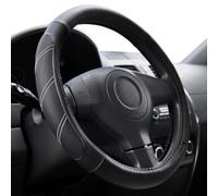 Coprivolante In Ecopelle, Elasticizzato Per Volanti da 38 cm, Accessori Auto Antiscivolo Per Comfort Tutto l'anno, Nero (Nero)