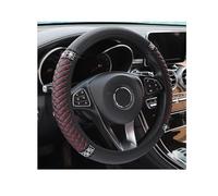 Coprivolante in morbida pelle, 38,1 cm, con strass colorati, elastico per auto, con strass scintillanti, per donne e ragazze, accessori per auto per la maggior parte delle auto (nero/rosso)