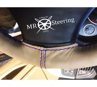 Coprivolante In Pelle Beige Hillman Minx Deluxe R Blu Con Doppia Cucitura