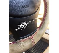 Coprivolante In Pelle Beige Per VW GOLF MK2 83-92 Con Cucitura Doppia Rosa Caldo