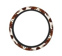 Coprivolante in pelle bovina rossa e bianca stampata, protezione elastica per volante, adatto per la maggior parte dei modelli di auto.