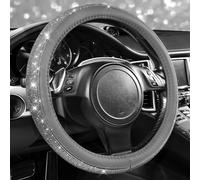 Coprivolante in pelle con strass scintillanti, universale, per donne e ragazze, perfetto per SUV, furgoni, berline e camion (grigio)
