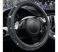 Coprivolante in pelle con strass scintillanti, universale, per donne e ragazze, perfetto per SUV, furgoni, berline e camion (nero)