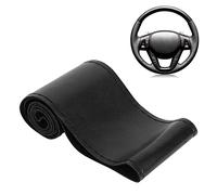Coprivolante in Pelle, Coprivolante per Auto Coprivolante in Pelle Aghi Kit Filo DIY Sideline Cucito a Mano Decorazione Interna per Auto(Nero)